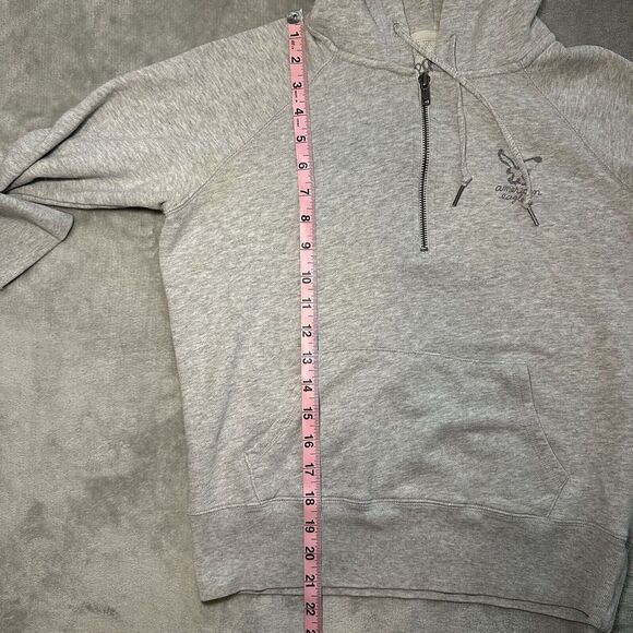 American Eagle Hoodie Women Size M Gray Pullover Preppy Academia AEO Est 77 Y2K - Picture 8 of 14